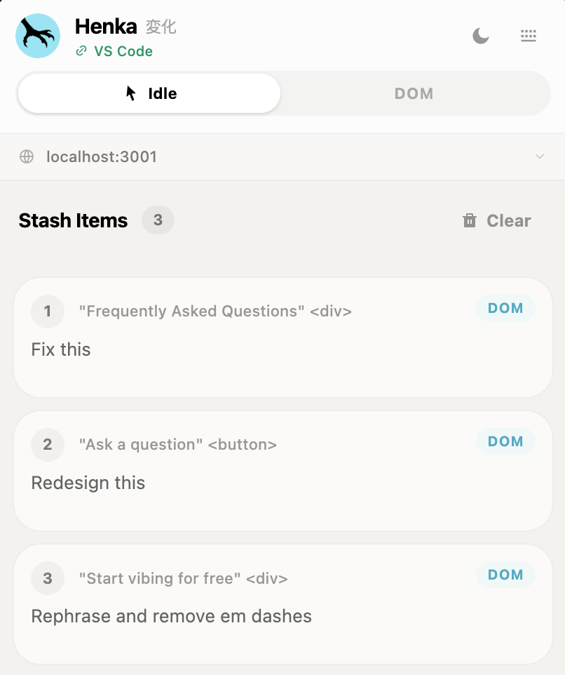 Henka Chrome extension side panel